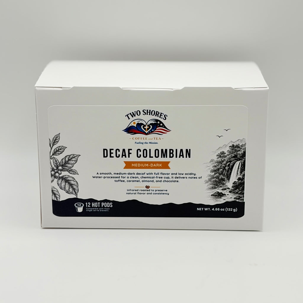 Decaf Colombian 12 ct. Pods -Two Shores