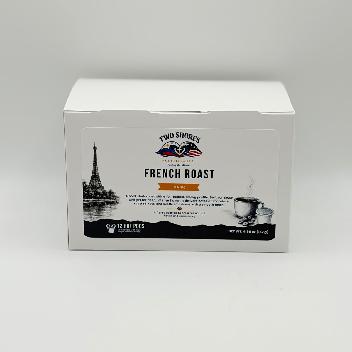 French Roast 12 ct. Pods- Two Shores